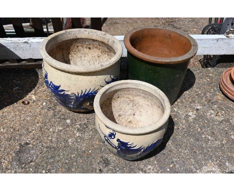 3 Ceramic garden pots 