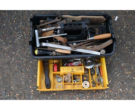 Toolbox with tools including chisels and hammer etc 