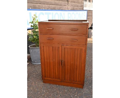 Mid century bedroom cupboard with 2 drawers above 2 door cupboard 