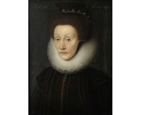 Flemish School, 1617Portrait of a lady, bust-length, in a pearl headdress inscribed 'ANo. AE.*e. 57' and 'ANO. DOM. 1617' (up