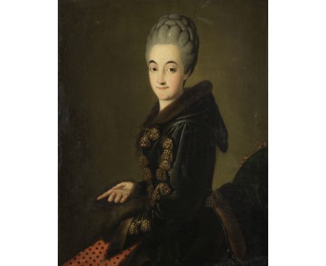 Carl Ludwig Christinec (? 1732-circa 1794 Saint Petersburg)Portrait of Clementina Gomm, half-length, in a black dress with a 