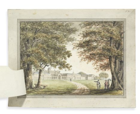 Humphry Repton (Bury St. Edmunds 1752-1818 Aylsham)North-east view of Norman Court showing a proposal for classical north fro