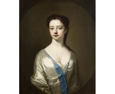 Circle of Michael Dahl (Stockholm 1659-1743 London)Portrait of a lady, half-length, in a white dress, within a painted ovaloi