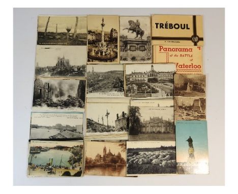 A quantity of vintage postcards of mostly WW1 bomb sites, French scenes, Treboul &amp; the Battle of Waterloo, approx. 84