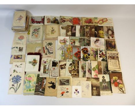 A quantity of vintage postcards including social history interest, sweetheart cards &amp; greetings cards, approx. 230