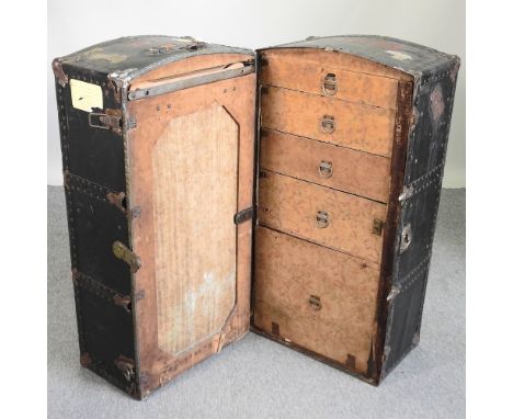 An early 20th century travelling trunk, with a fitted interior, 110cm