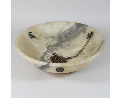 An alabaster ceiling light, 30cm diameter