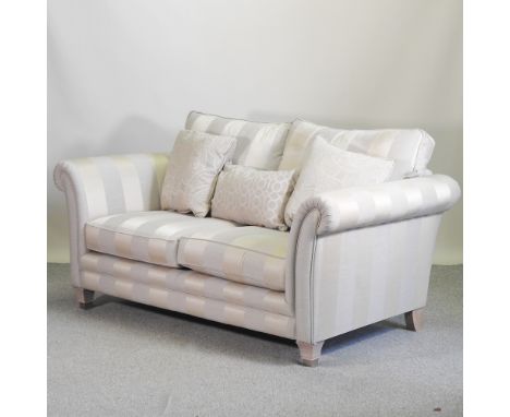 A modern grey striped upholstered sofa, 183cm