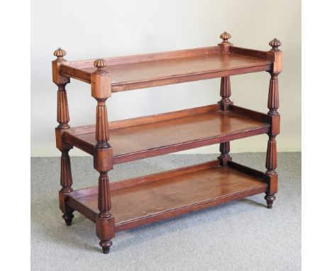 A Victorian mahogany three tier buffet, 120cm