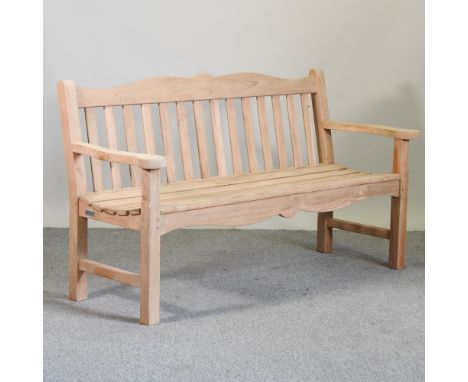 A teak slatted garden bench, 160cm