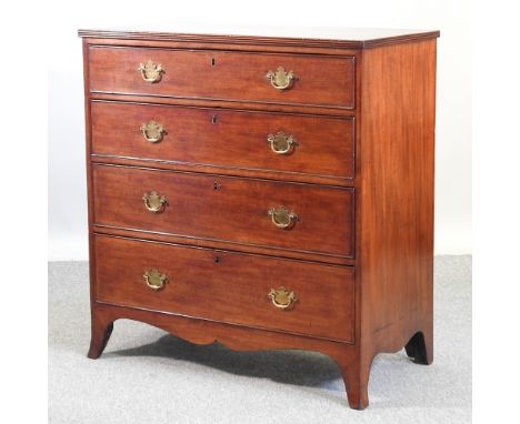 A Victorian mahogany chest, containing four graduated drawers, on swept bracket feet, 90cm