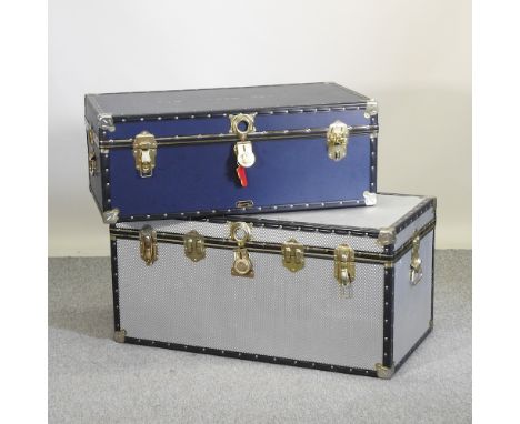 An aluminium travelling trunk, 100cm, together with another trunk, by Mossman (2)