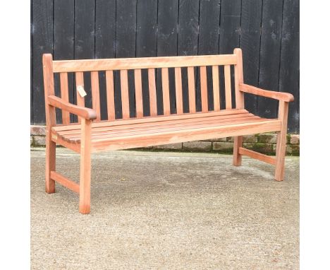 A teak slatted garden bench, 152cm