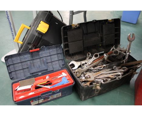 Two boxes of hand tools, spanners etc