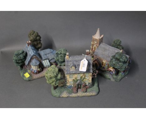 Three Thomas Kincaid Lamp Light Village Collection figurines