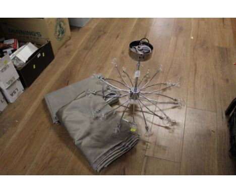 Modern light fitting and curtains 