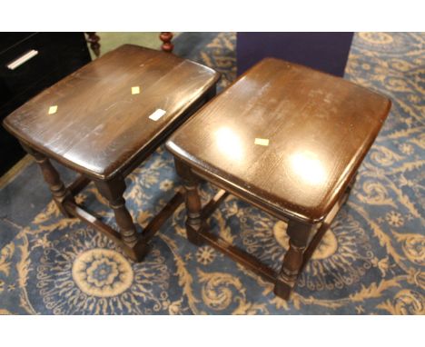 Pair of dark Ercol tables, height 38 cm, width 48 cm, depth 38 cm