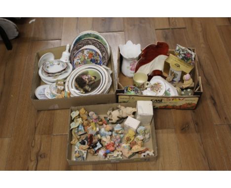 Three boxes of Cherished Teddy figurines, Carltonware dish, Mayling bowl etc