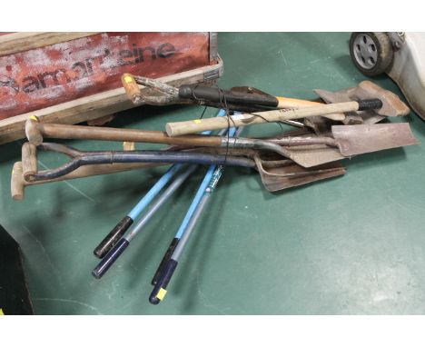 Garden tools, shovels, axe, etc 