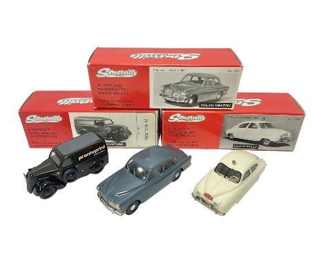 Somerville Models - three 1:43 scale die-cast vehicles comprising Volvo Amazon no.124, SAAB 92 ‘Rally’ 1950 no.119A, and Ford