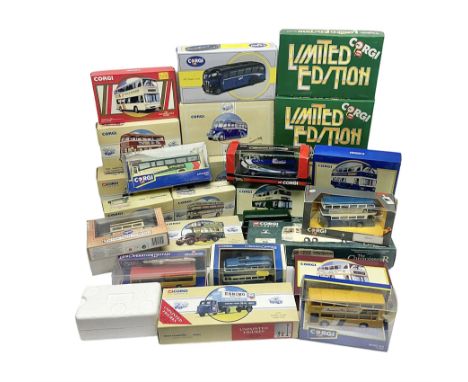 Corgi - twenty eight modern die-cast model coaches, buses and wagons to include Corgi Classics 35305, 96991, 97002, two 97108