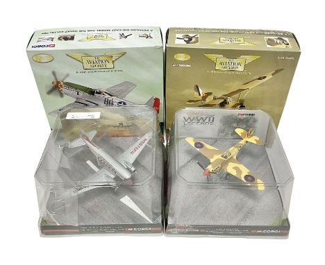 Corgi - four Aviation Archive mostly 1:72 scale models comprising ‘WWII Aircraft of the MTO’ AA36802, ‘Eight Air Force’ AA322