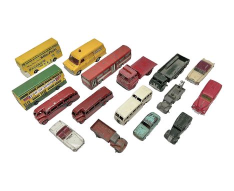 Dinky - sixteen unboxed and playworn die-cast models to include Single Deck Bus, two Atlantean Buses, Ford Transit Van, 10 To