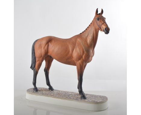 Royal Worcester porcelain Equestrian model, Arkle, modelled by Doris Lindner limited edition No. 472 of 500, hardwood plinth,