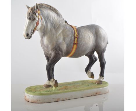 Royal Worcester porcelain Equestrian model, Percheron Stallion, modelled by Doris Lindner, limited edition No. 372 of 500, ha