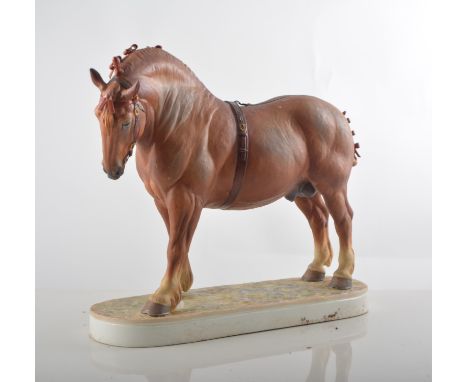Royal Worcester porcelain Equestrian model, Suffolk Stallion, modelled by Doris Lindner, limited edition 294/500, hardwood pl