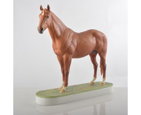 Royal Worcester porcelain Equestrian model, Hyperion, limited edition 349/500, hardwood stand with certificate, height overal