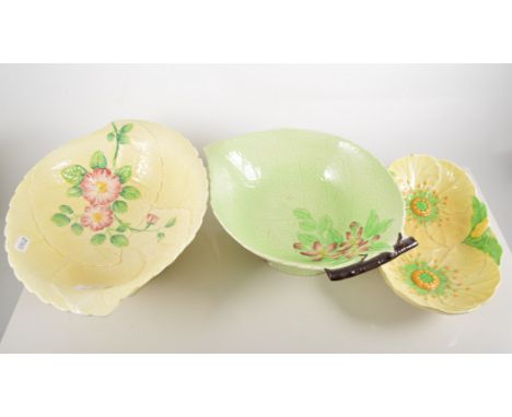 Carltonware leaf moulded pedestal bowl, length 28cm, and a collection of other similar Carltonware, (8).