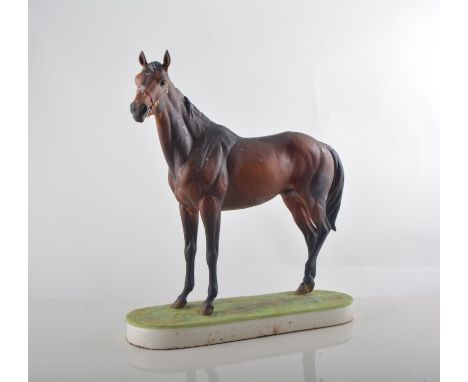 Royal Worcester porcelain Equestrian model, Mill Reef, modelled by Doris Lindner, limited edition No. 58/500, hardwood plinth