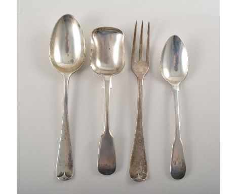 Quantity of silver flatware to include five table forks and four dessert forks of Old English Design, hallmarked London 1912 