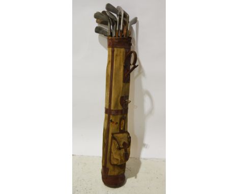 Collection of vintage hickory shafted golf clubs, various in three golf bags.