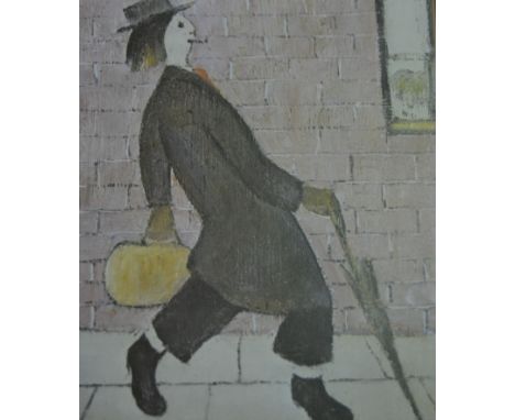 Lawrence Stephen Lowry, figure, 37cm x 23cm, colour poster print, another colour print, advertising mirror, McEwans Scotch Al