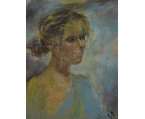 Biddy Bennion, The Model, head and shoulders portrait, pastel, signed with initials, 58cm x 46cm and a collection of Biddy Be