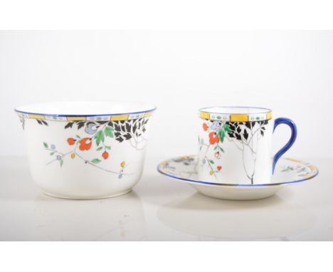 Set of Shelley bone china coffee cans and saucers and sugar bowl No. 11602, (a.f.).