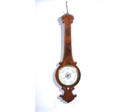 Victorian mahogany barometer, circular dial, lacking thermometer, 96cm.