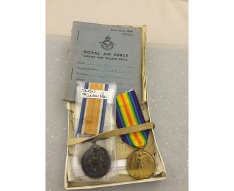 A WWI pair to 391424 Pte H Snow, 9 London R, later RAF and paperwork
