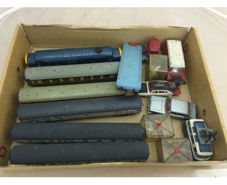 A quantity of diecast: Dinky, Corgi and a train set