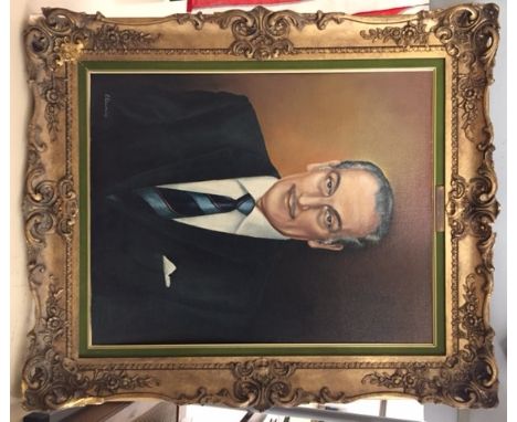 A portrait of a gentleman, oil on canvas, in elaborate gilt frame