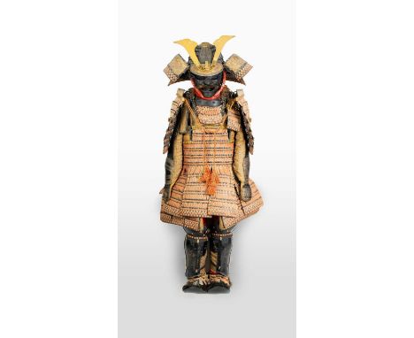A JAPANESE O-YOROI (SUIT OF ARMOUR)EDO OR MEIJI, 19TH CENTURYWith an orange-laced do (chest armour), sode (shoulder guards) a