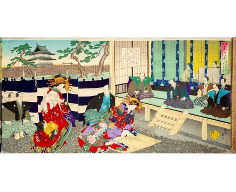 YOSHU / TOYOHARA CHIKANOBU (1838-1912)MEIJI ERA, C.1888An accordion album of ten Japanese woodblock print triptychs, comprisi