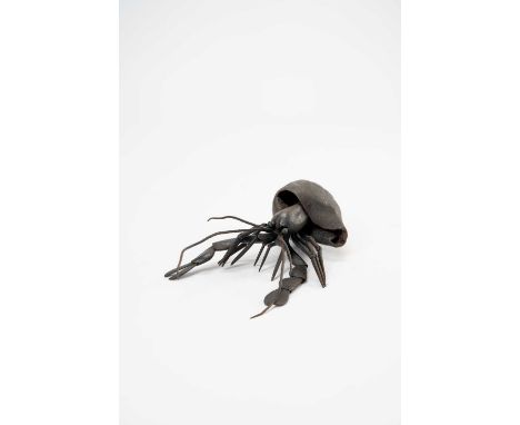 A JAPANESE IRON JIZAI OKIMONO (ARTICULATED MODEL) OF A HERMIT CRABEDO OR LATER, 18TH OR 19TH CENTURYWith a large spiralling t