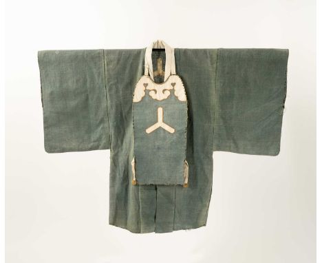 A JAPANESE FIREMAN'S KAJI-HAORI (JACKET), MUNEATE (BREASTPLATE), AND FRAMED LINEREDO PERIOD, 19TH CENTURYThe garment and plas