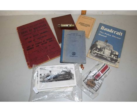 Box of mixed items to include London &amp; North Eastern Railway Code of Whistles, Police Drivers Manual, Powers of Arrest an