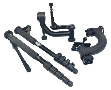 Four Manfrotto tripod heads, in model no 410, 299, 808RC4, 804RC2, together with camera tripods