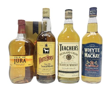 Isle of Jura, 10 year old single malt Scotch whisky, together with three bottles of blended scotch whisky, various contents a