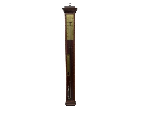 20th century - Replica mercury wall mounted stick barometer, fully glazed case with a gilt register measuring air pressure in